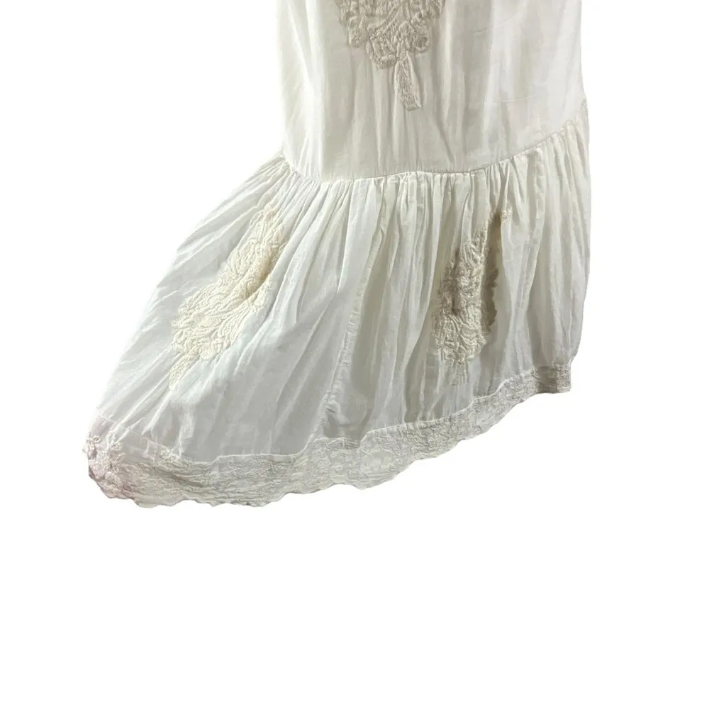 Anthropologie Raga Baby Doll Embroidered Cream Drop Waist Mini Dress - Image 11