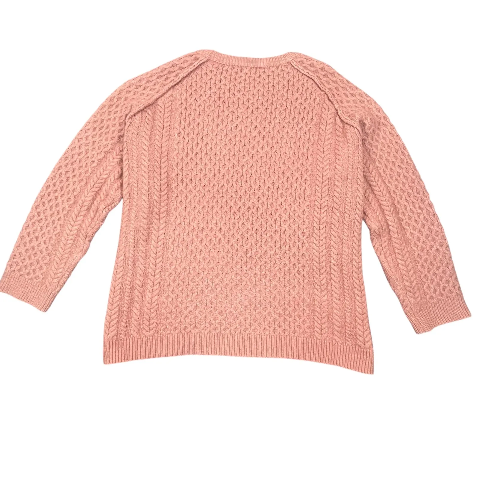 Pink Lily Cable Knit Raglan Sweater‎ Women's Rose Pink Cozy Textured Size L - Image 4
