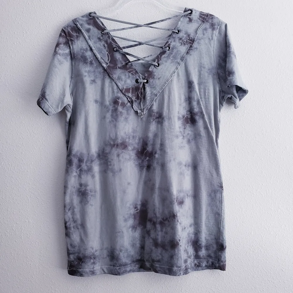 Affliction Amber's Creek Tie Dye Edgy Short Sleeve Top - Image 5