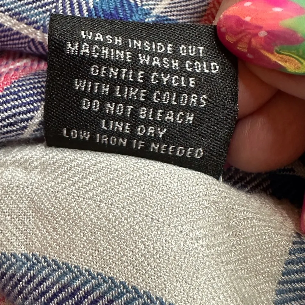 𝅺Women’s Long Sleeve Tinsel button up Flannel with pockets Size Large Blue - Image 10