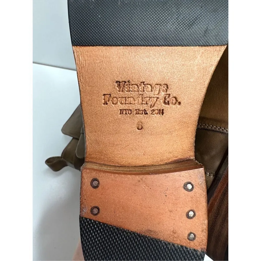 Vintage Foundry Co Distressed Leather Sherry Buckle Boots Vintage Inspired 6 Brown - Image 9