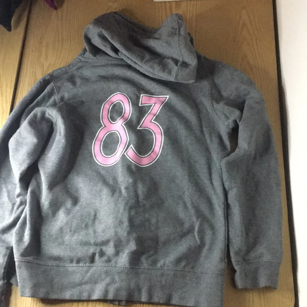 Womens Rare Hooters Zip Up Sweatshirt Hoodie Cotton Soft Pink & Gray Size Small - Image 7