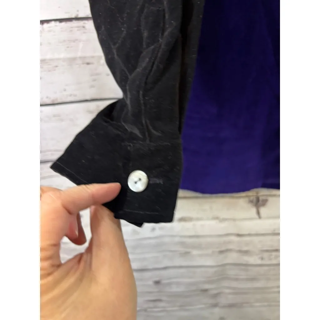 Women's KOOS of course! Purple & Black Velvet Button Down Shirt S - Image 4