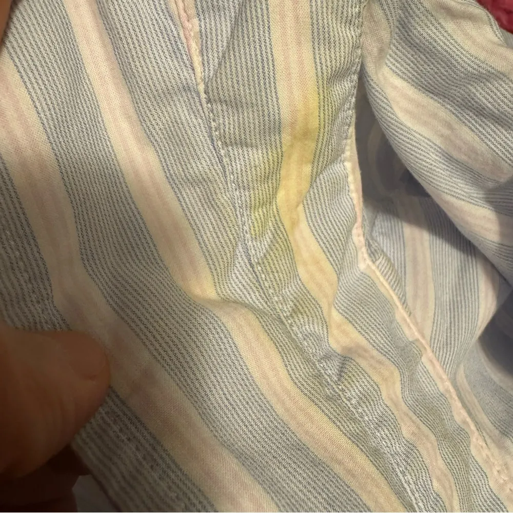 Frank & Eileen White Light Blue Frank Striped Button Down Shirt Size M - Image 6