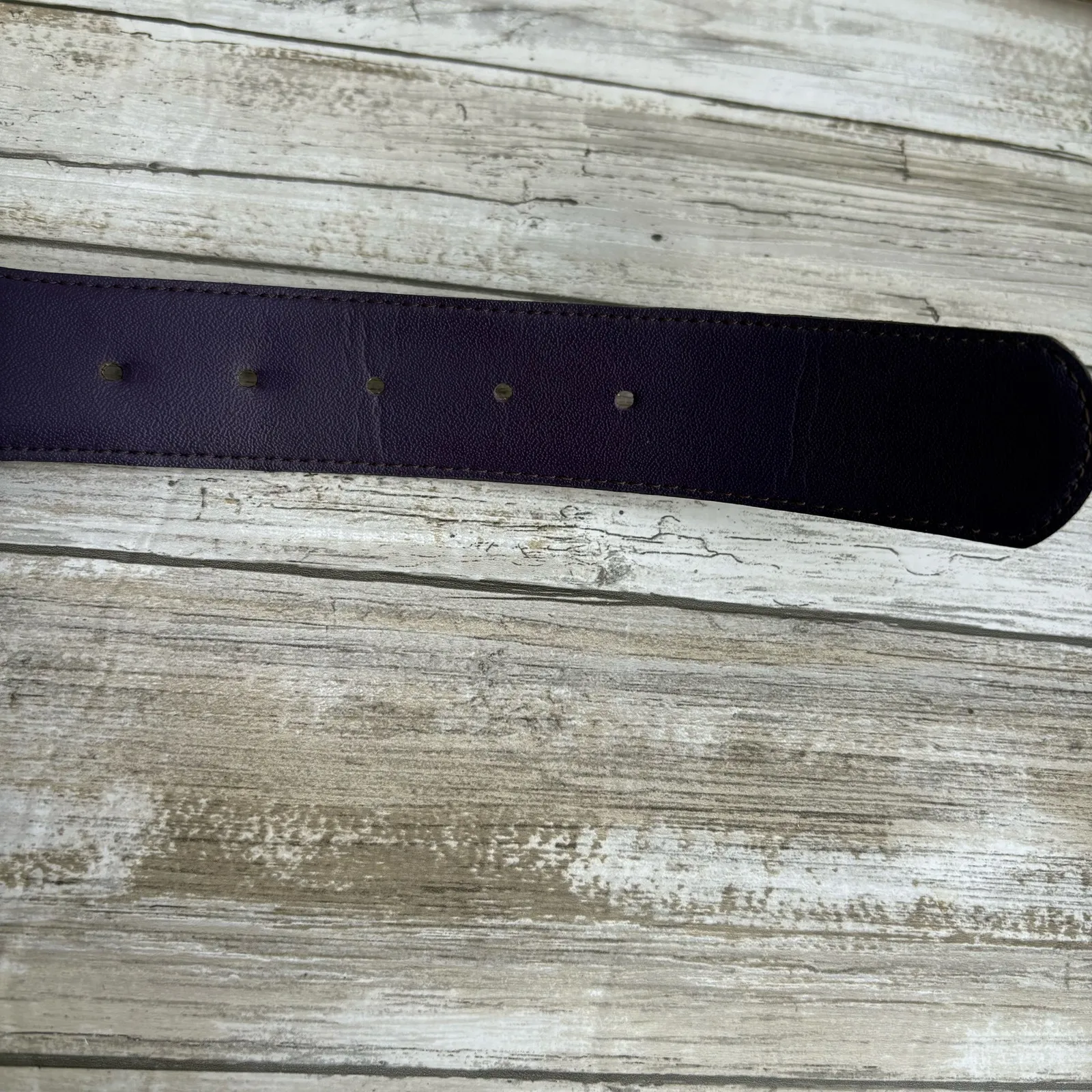 VTG Loring & Paige Suede Belt Sz ML Purple Gold Chunky Chainlink Adjustable 80s - Image 7