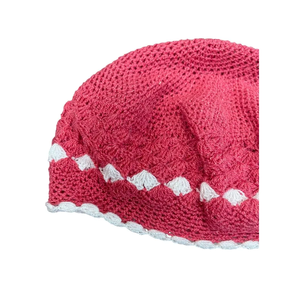 Handmade Floral Detailed Coral Beige Crochet Womens Beanie Hat Cap SKU 9575 - Image 5