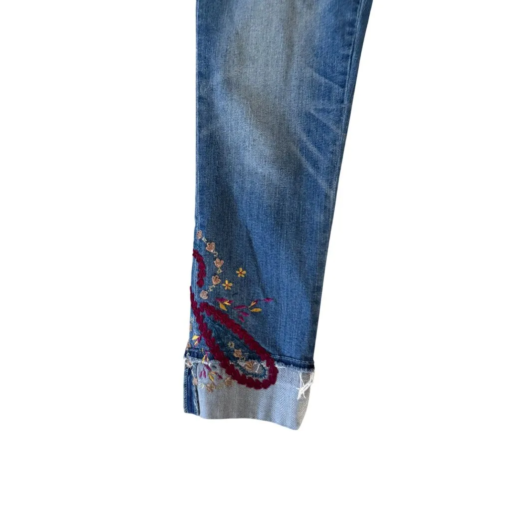 WHITE HOUSE BLACK MARKET WHBM Embroidered Slim Crop Jeans Size 6 - Image 5