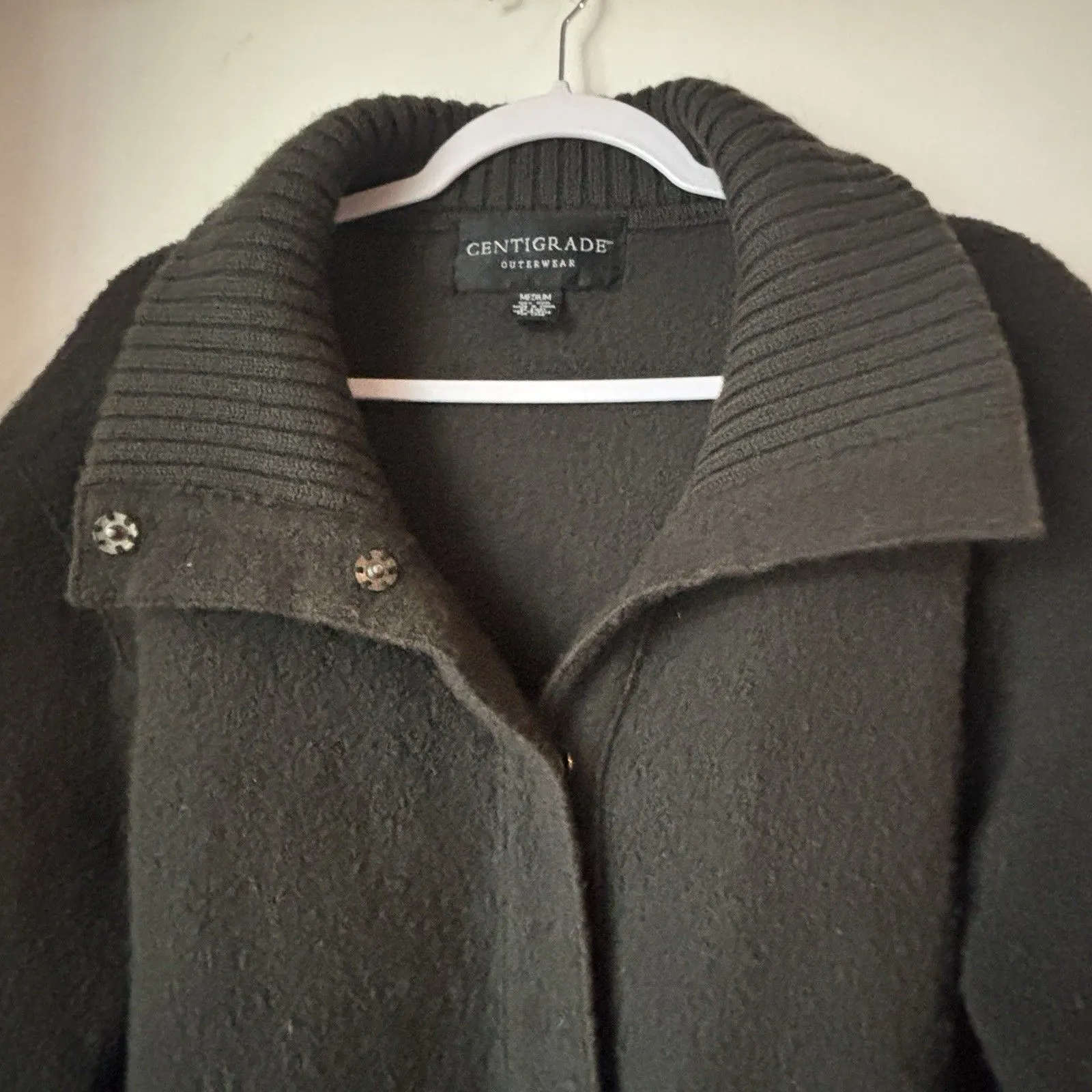 VTG Centigrade 100% Wool Sweater Coat Womens M Green Deep Pockets Snaps EUC Size M - Image 12