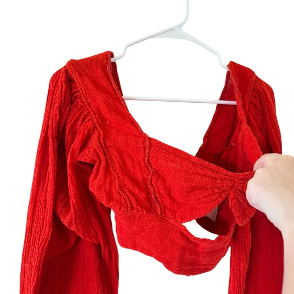 Jen’s Pirate Booty NEW Red Gauze Cotton Crop Top - Image 7