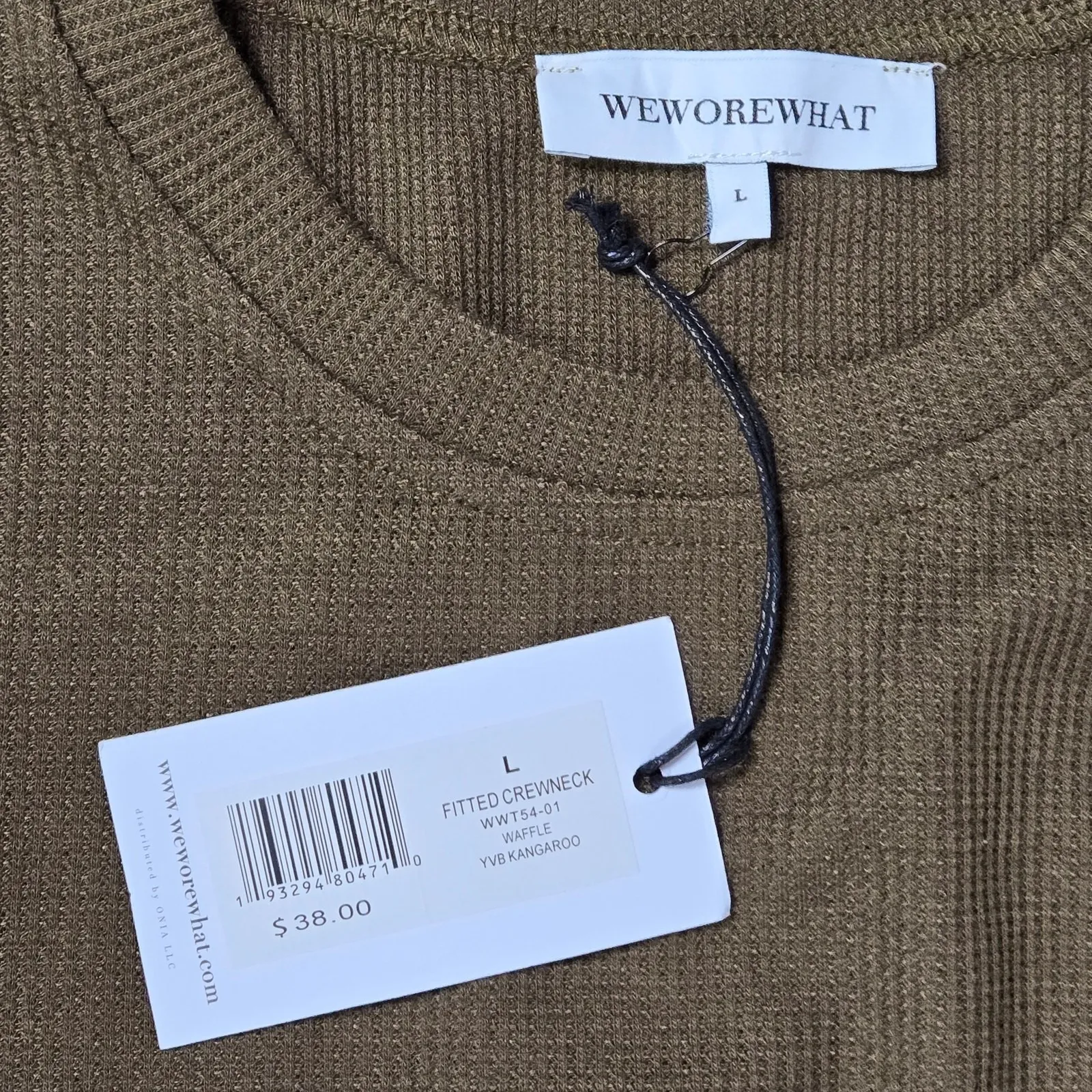 WeWoreWhat Fitted Waffle‎ Crewneck Long Sleeve Top Kangaroo L NWT - Image 3