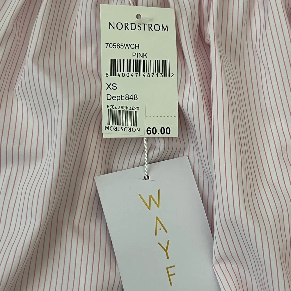 NWT WAYF Nordstrom Pink Stripe Preppy Off Shoulder Long Sleeve Tunic | XS - Image 6
