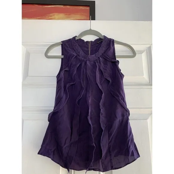 Pure Sugar Zip Front Tank Top w/ w/ silk ruffles Purple Size‎ Small - Image 3