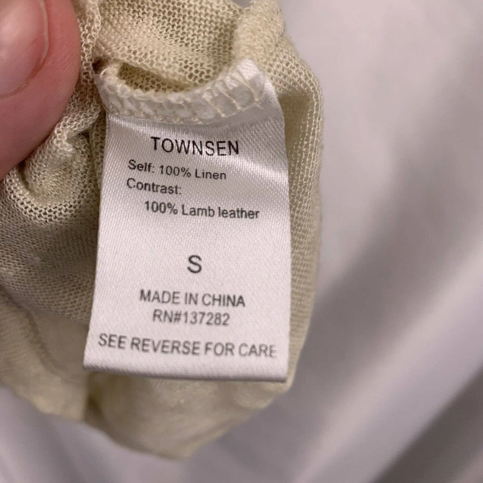 Townsen‎ Linen Raglan Sleeve Leather Collar Small - Image 6