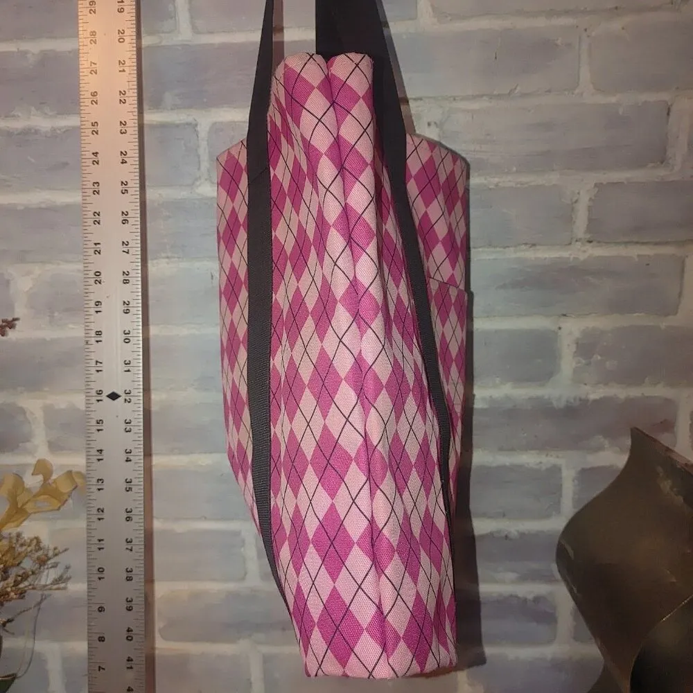 JanSport Large  Pink Plaid Tote Plastic Lining Inside - Image 5