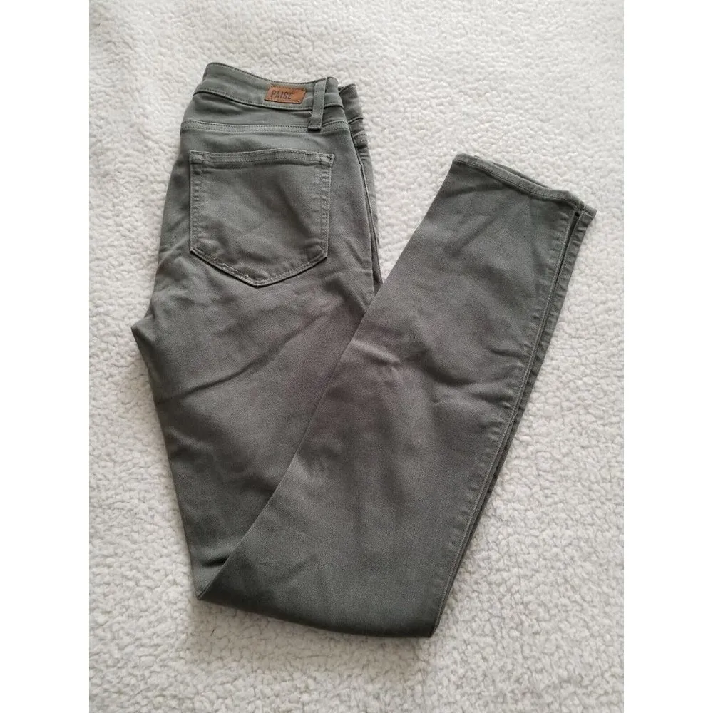 Paige Verdugo Ankle Mid/Lo Rise Skinny Jeans in Faded Vine Olive Green Size 24 - Image 3