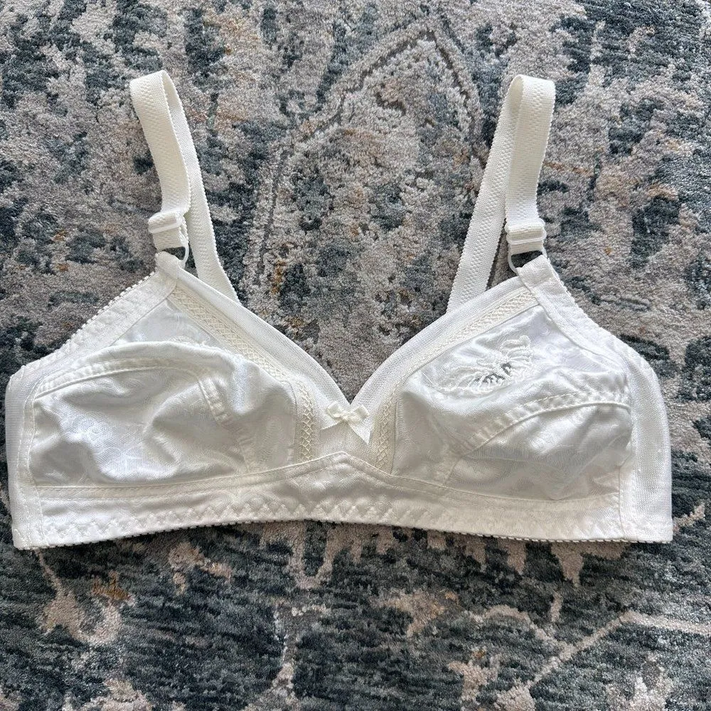 Vintage white embroidered jacquard bra White - Image 10