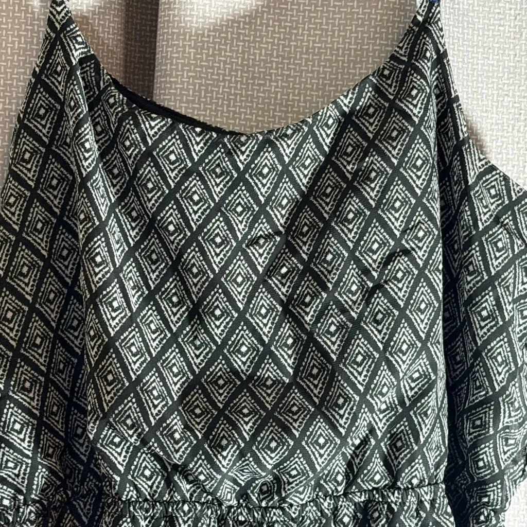 Forever 21 Black Patterned Maxi Spaghetti Strap Dress Size Medium Boho - Image 2
