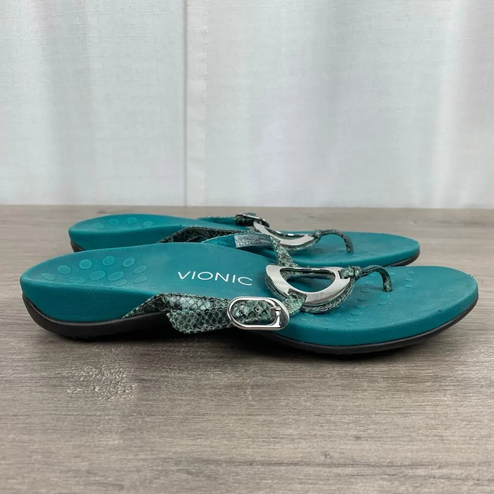 Vionic Teal Blue Snakeskin Karina Sandal Sz.9 - Image 7