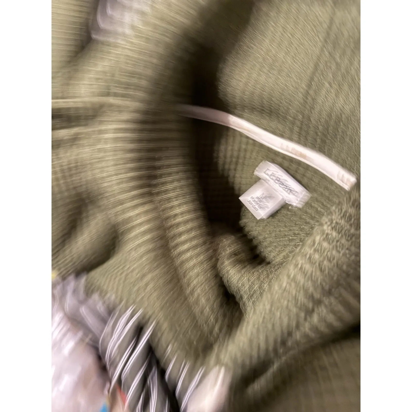 L L Bean Women's Birchwood Brushed Waffle Funnel neck Pine Green Heather Size M - Image 5