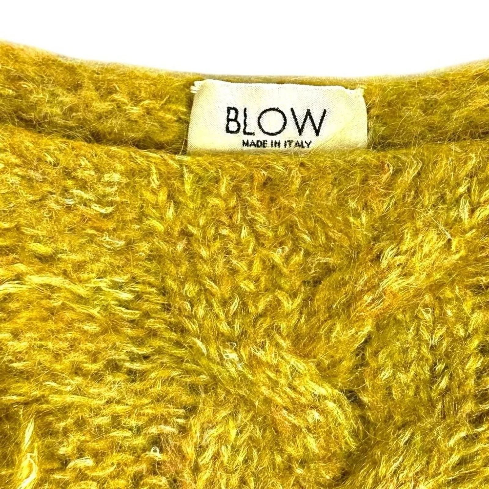 Boho Fringe Knit Sweater Mustard Yellow Bell Sleeve Braided Detail Medium - Image 8
