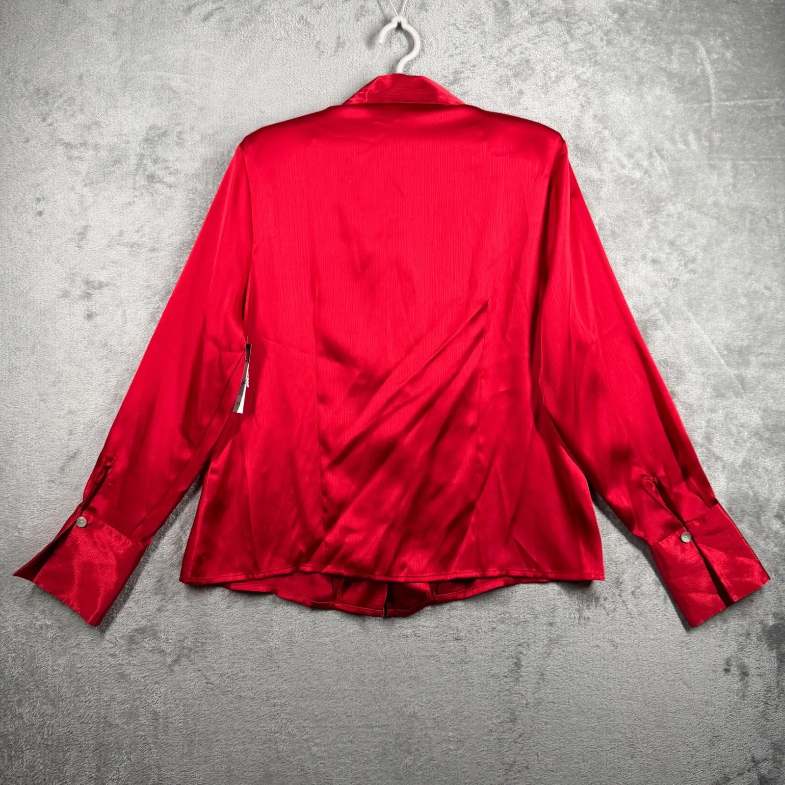 Jaclyn Smith Red Satin Blouse Vintage 90s Y2K Grunge Coquette Party Night Out Size L - Image 3