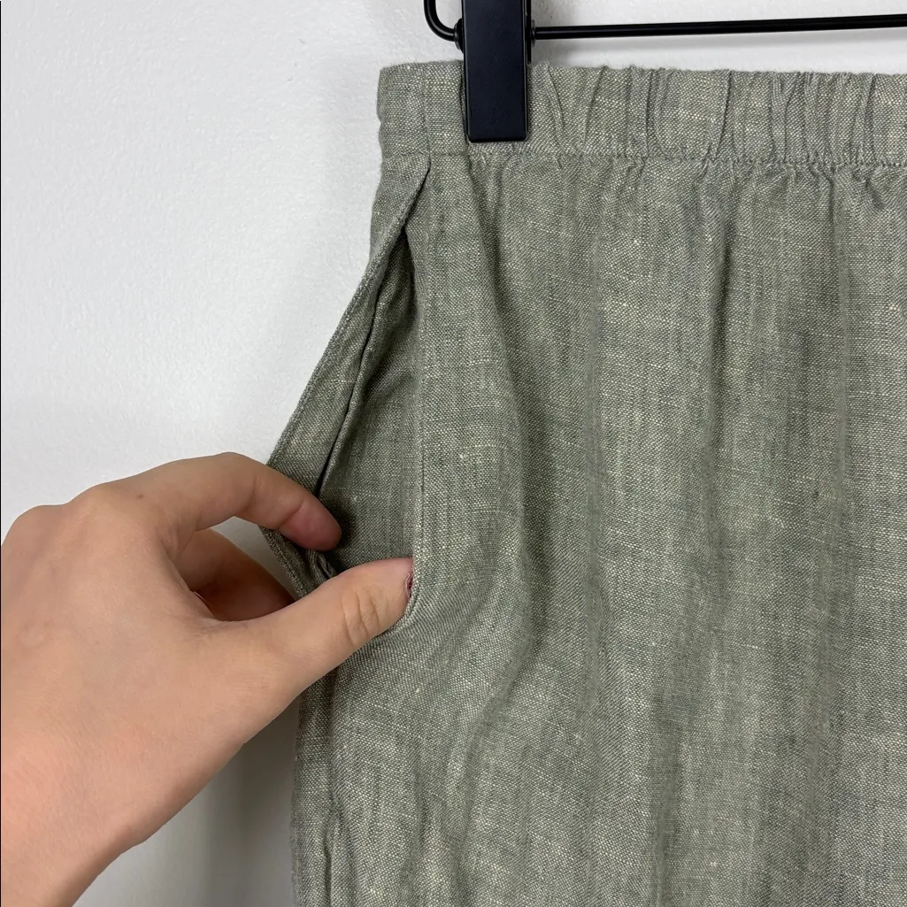 Flax Wide Leg Pants 100% Linen Women’s Size Small Sage Green Lagenlook - Image 9