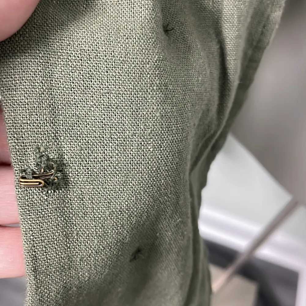 Free People Cinched Waist Linen Blend Blazer Olive Green - Image 10