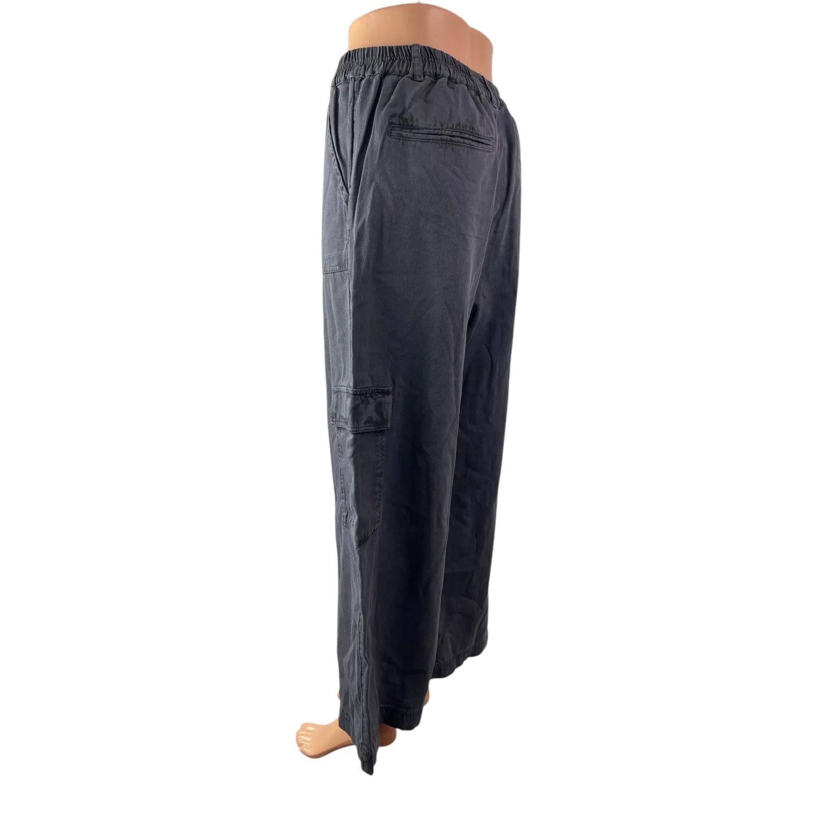 O'Neill Women's Gray High Rise Barrel Baggy Wide Leg Cargo Trousers Pants Size S - Image 3