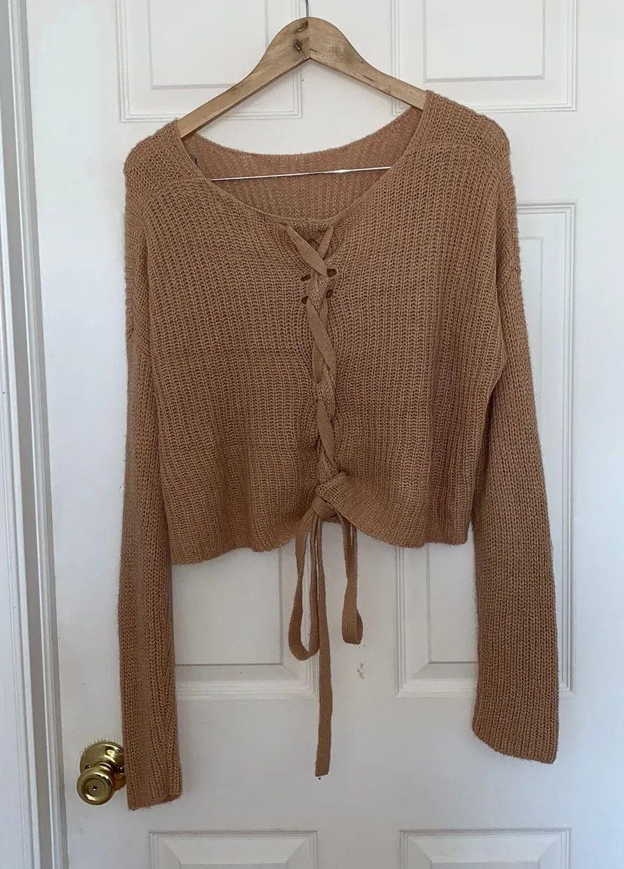 Forever21 tan cross back sweater - Image 2