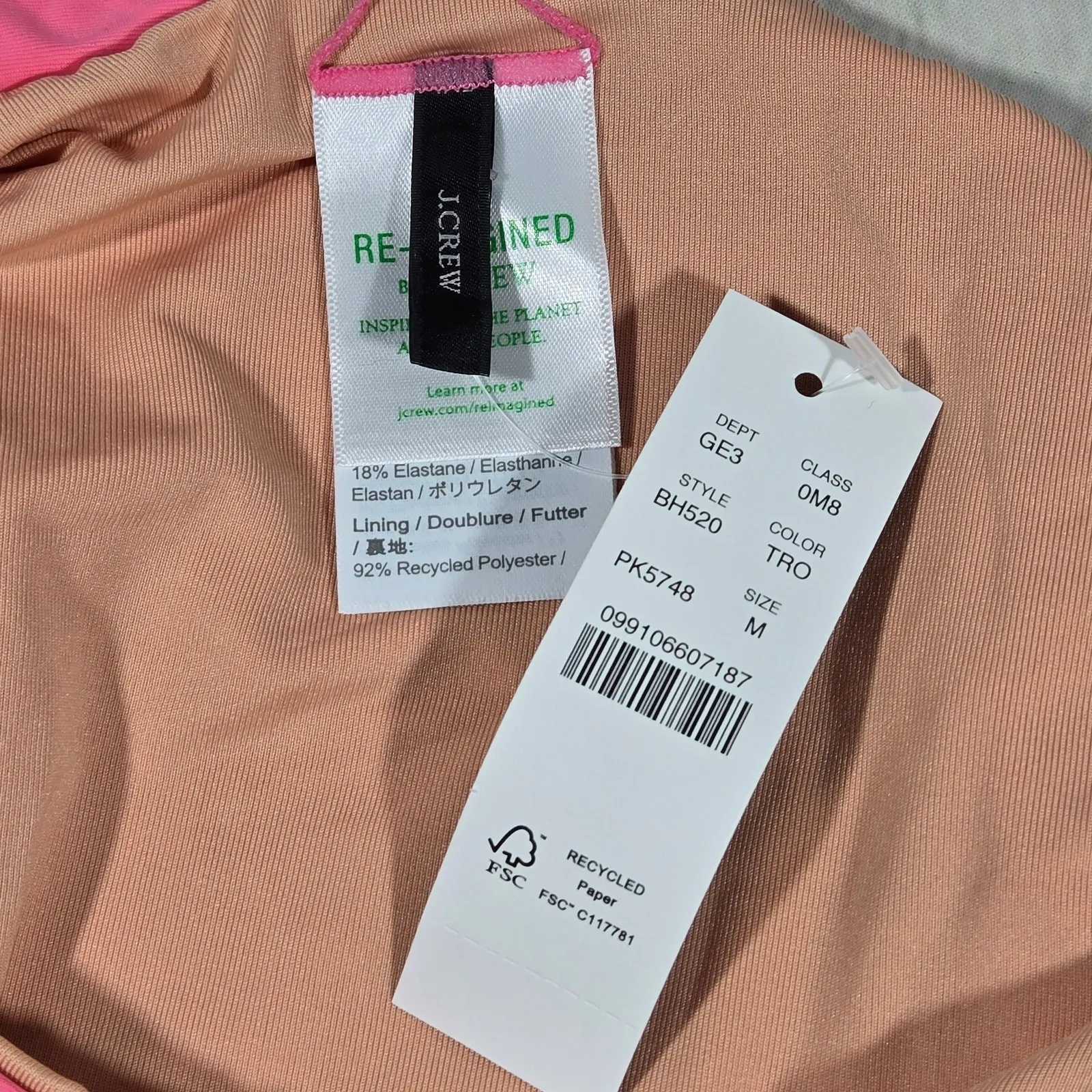 J. Crew Curved-waist cheeky string bikini bottom with beads Tea Rose M NWT‎ - Image 5