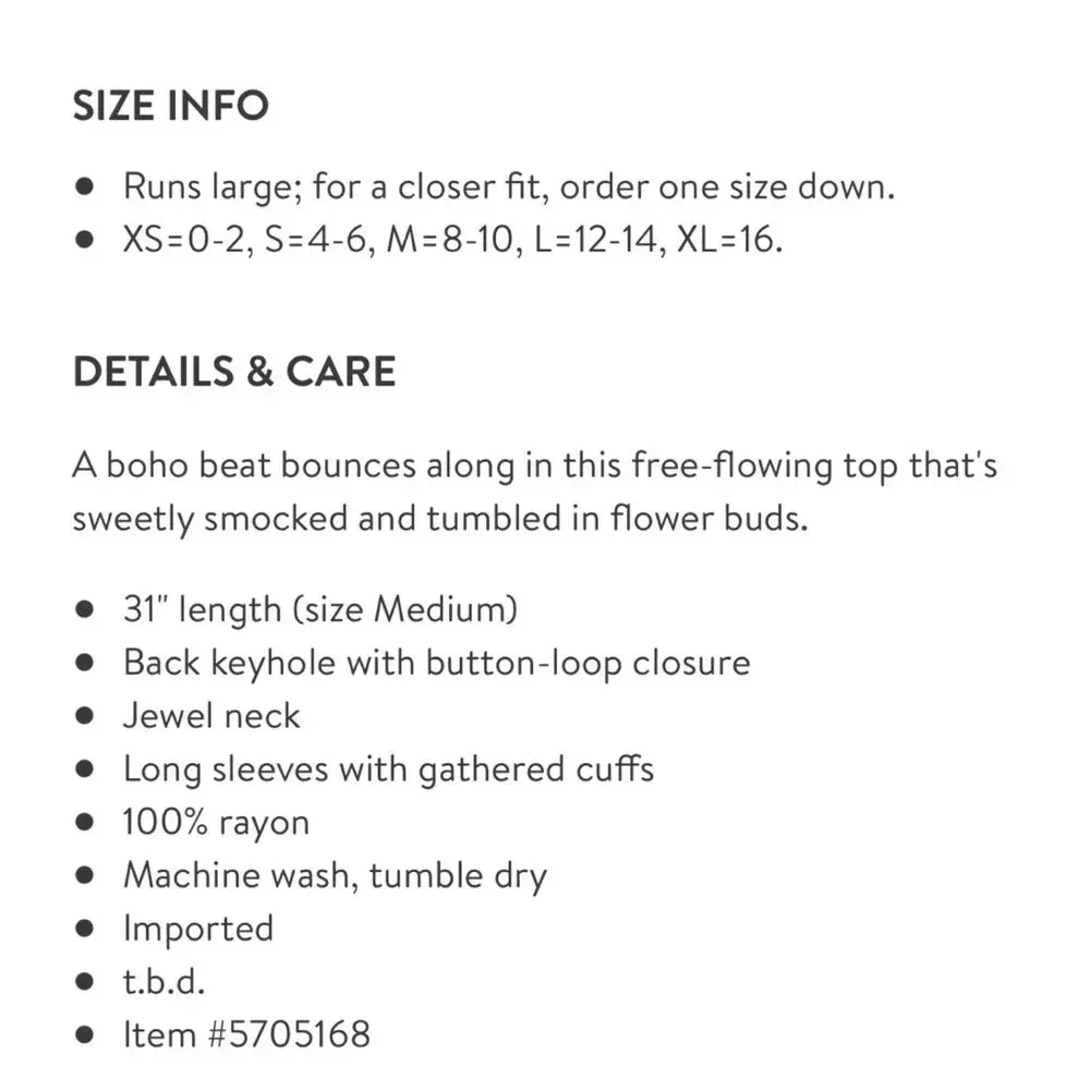 Free People Flowers In Her Hair Smock Tunic Top Size XS - Image 14