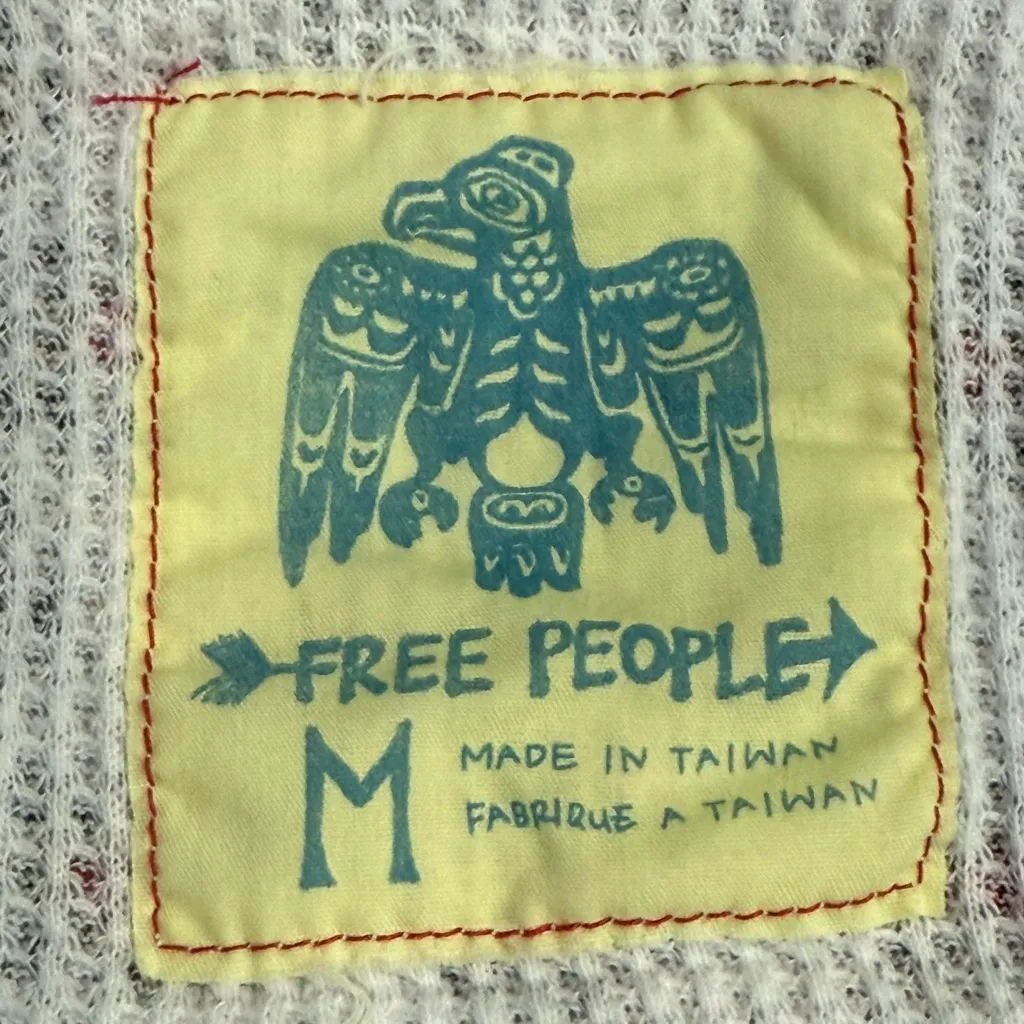 Rare Early VTG Free People Floral Thermal Waffle Knit Top Original Bird Label M - Image 4
