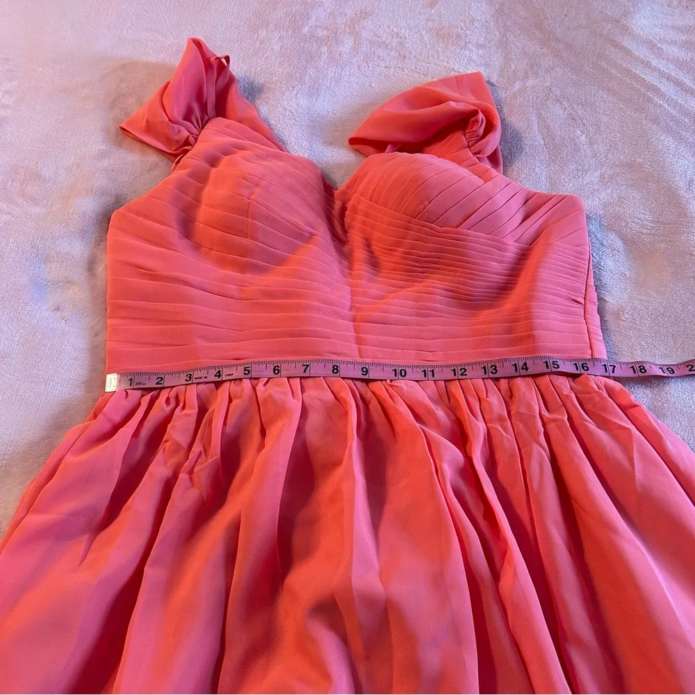 NWOT peach off shoulder prom dress spaghetti strap lace up back size L Pink Size L - Image 8