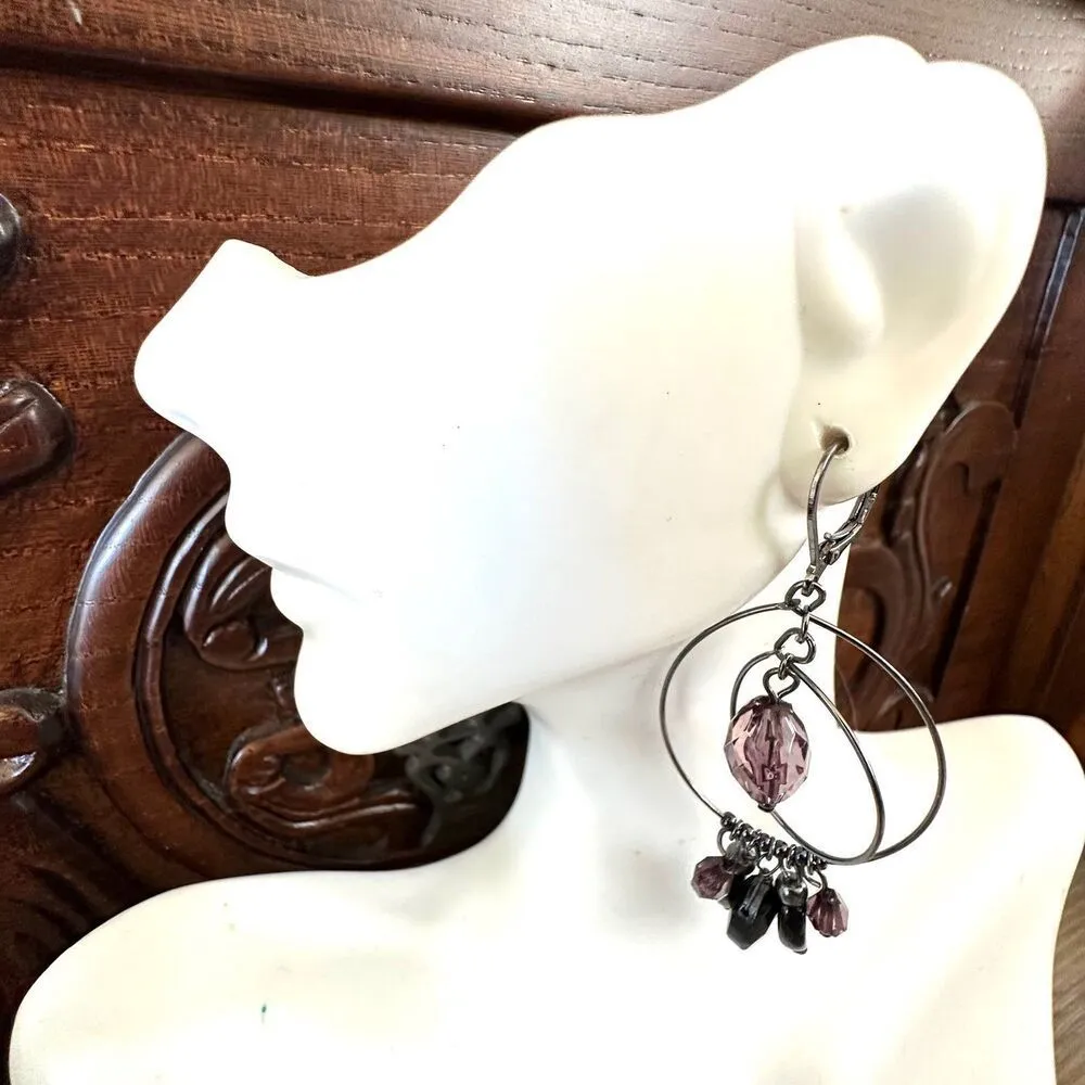 Chico’s Additions black and purple circle beaded earrings - Image 3