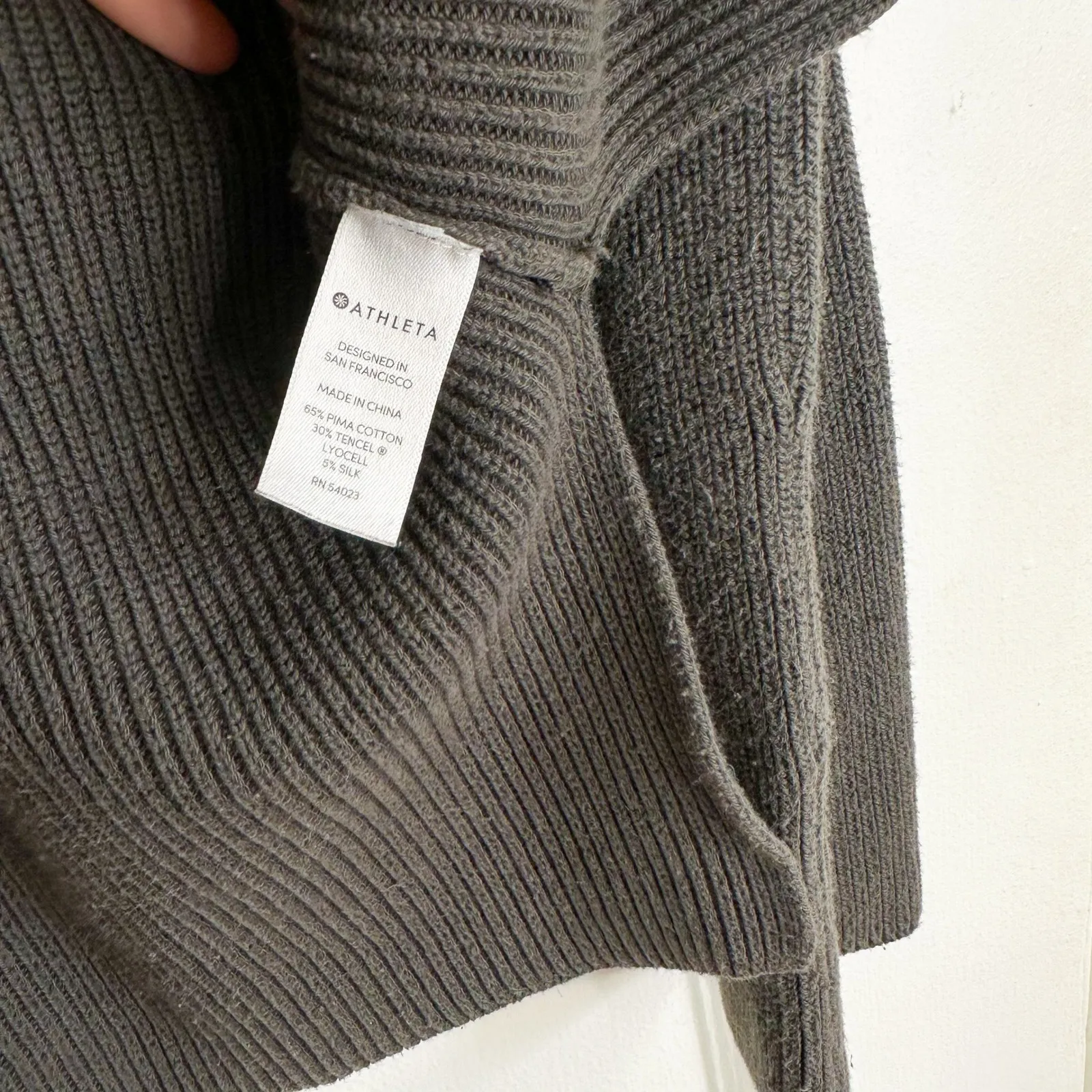 Athleta | Cotton Silk Blend Rest Day Hoodie Knit Lounge Sweater in‎ Grey - Image 6
