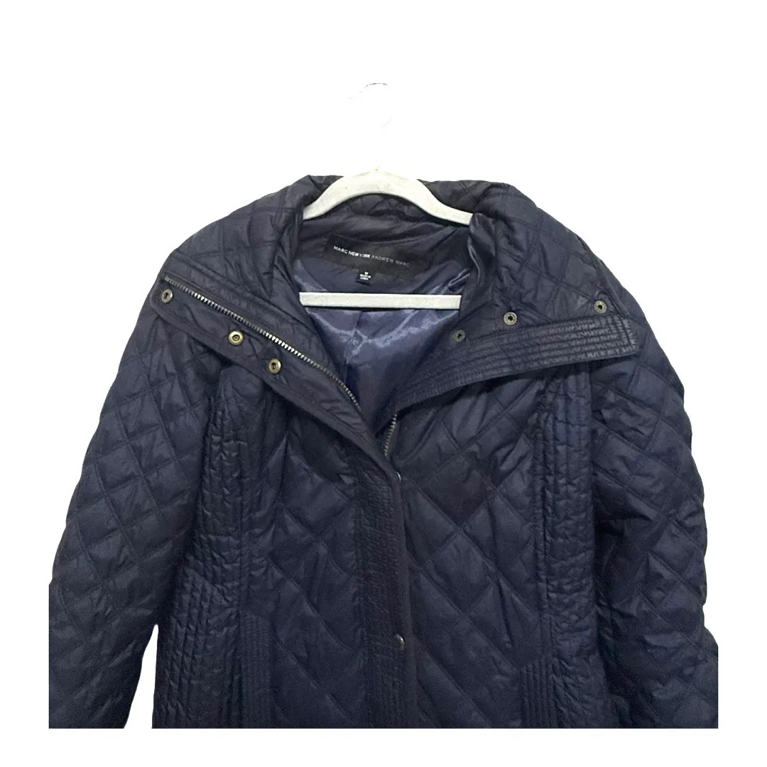 Marc New York Andrew Marc padded long packer Navy Puffer Jacket Medium Winter Blue - Image 2