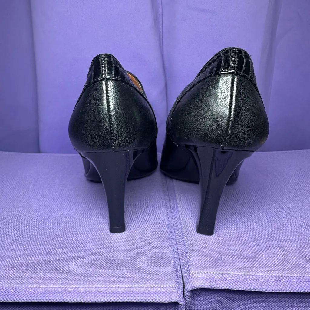 Sofft Black Mary Jane Classic Pumps Patent Leather Button Strap Kitten Heels 8.5 - Image 4