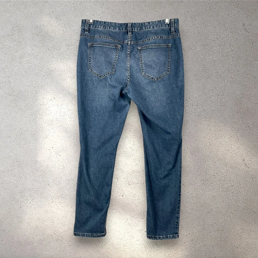 Free People Jeans Women’s W31 Blue Ripped Distressed Stretch Denim High Rise Y2K - Image 2