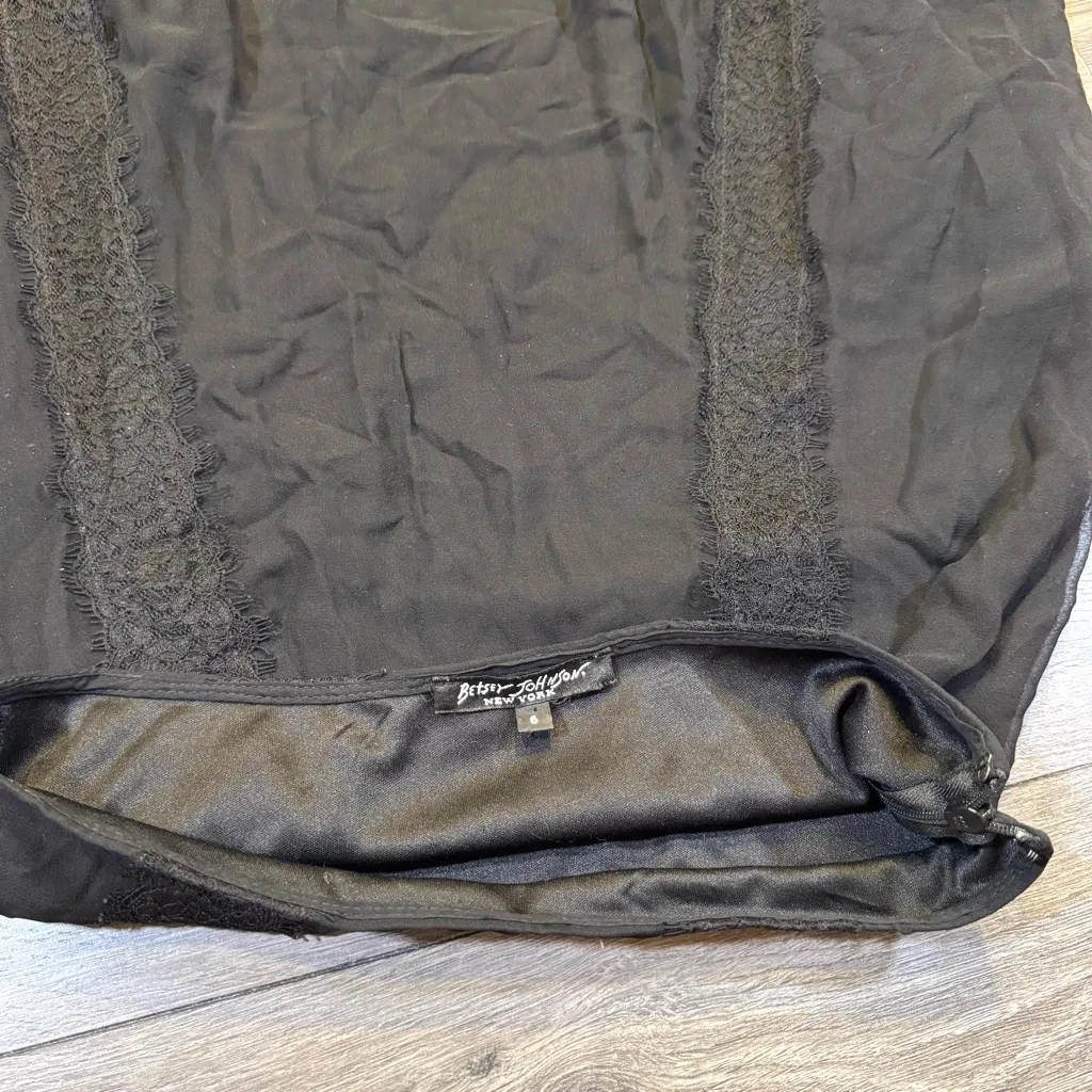 Vintage Betsey Johnson New York Black Silk Slip Skirt A-Line Size 6 - Image 7