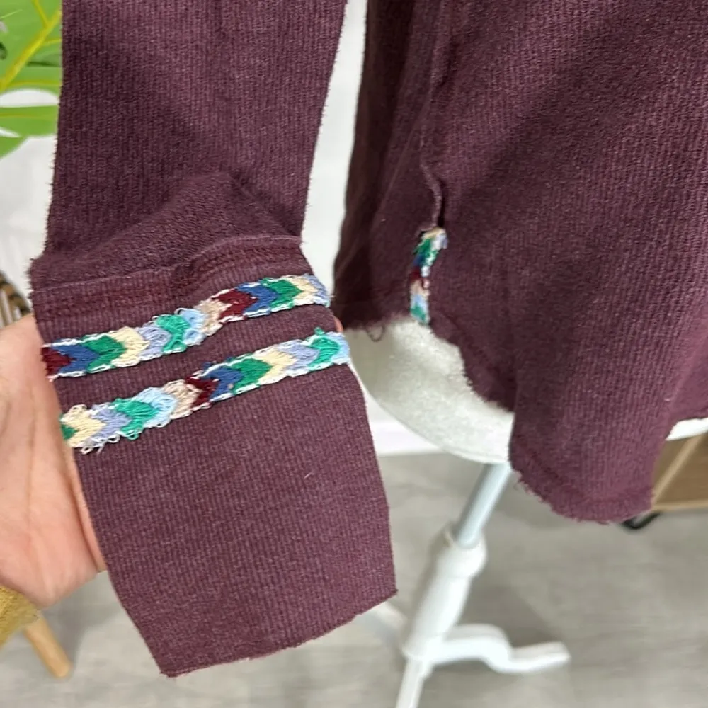 Free peoplele rainbow embroidered Henley thermal long sleeve - Image 5