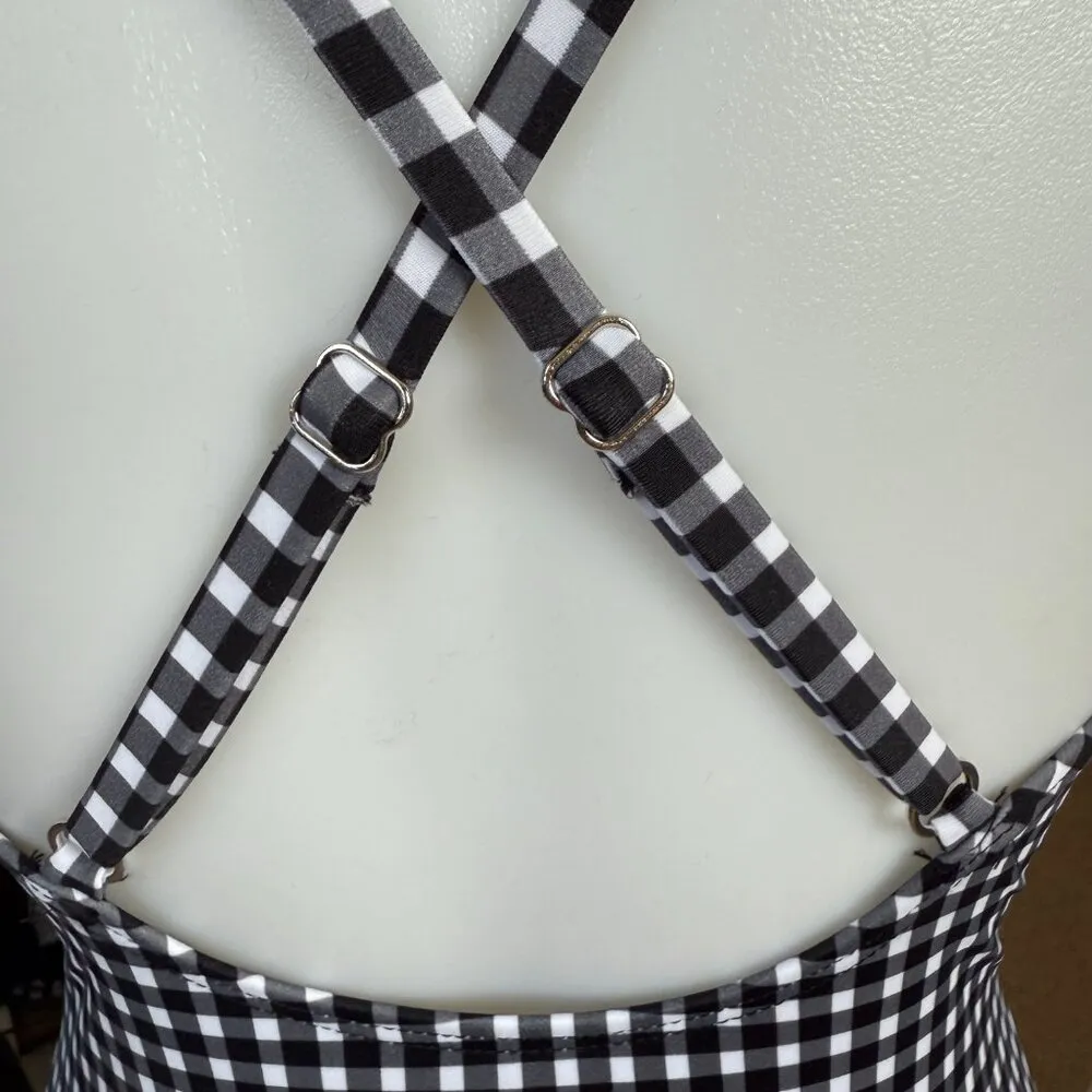 Talbots Miraclesuit black white checkered lightly padded one piece swimsuit 12 - Image 6