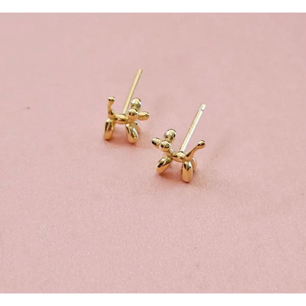 NEW‎ Women's 18k Gold Plated Sterling Silver Balloon Dog Stud Earrings, 0.7cm - Image 9