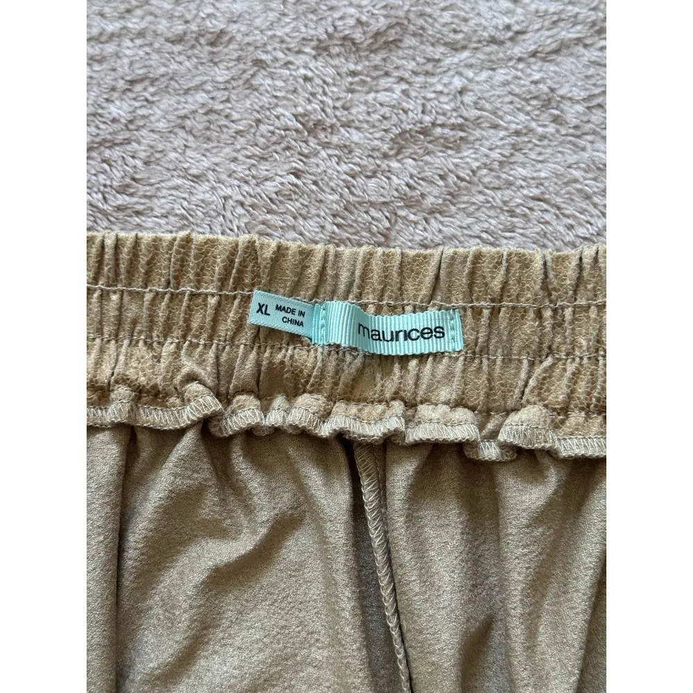 Maurices Shorts Women's Beige Faux Suede‎ Lace Up Stretch Drawstring Size XL NWT - Image 4