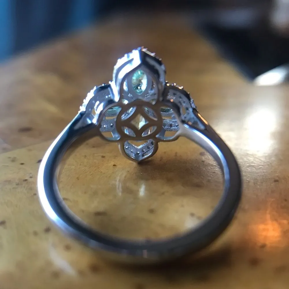 Natural Mint Garnet Moissanite Sterling Silver Ring Size 6 - Image 4