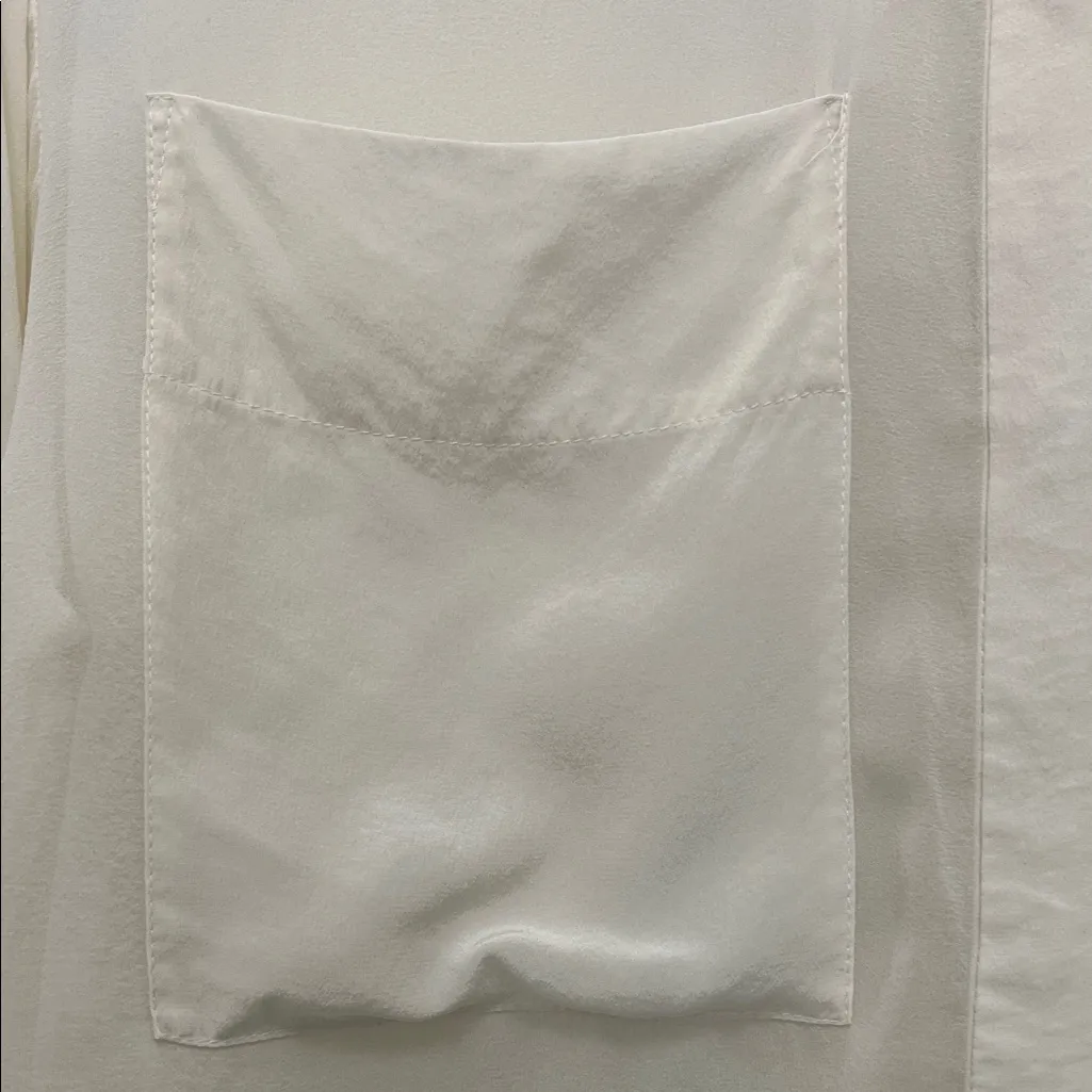 DKNY 100% Silk Sheer Organza Oversized Long Sleeve Blouse - Size Small - Image 3