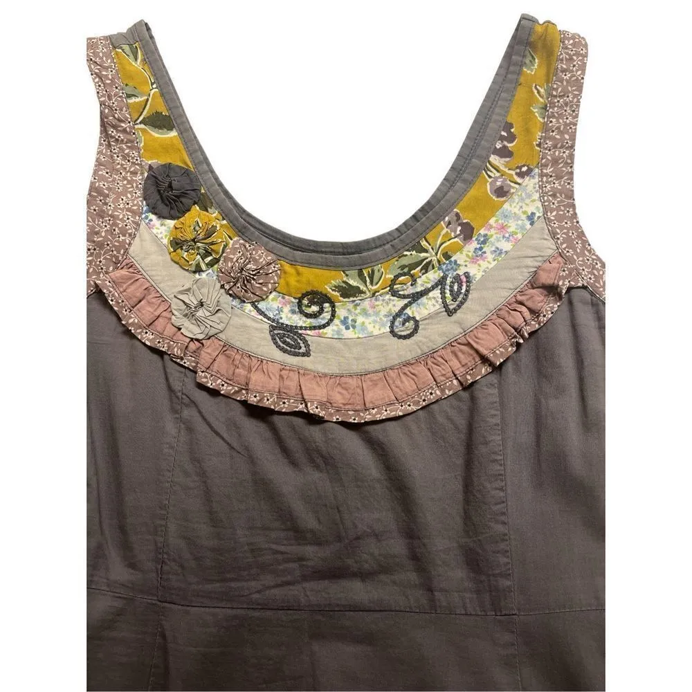 Lulumari tunic top gray with embellishments sz Large - Image 3
