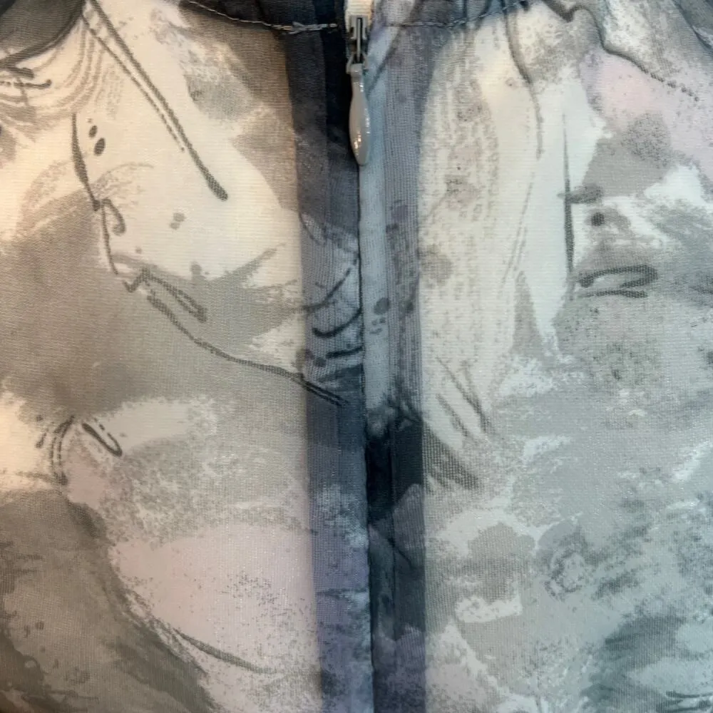 Belle Badgley Mischka Kristin Black Gray Shift Dress Polished Stone Neck Size 4 - Image 4