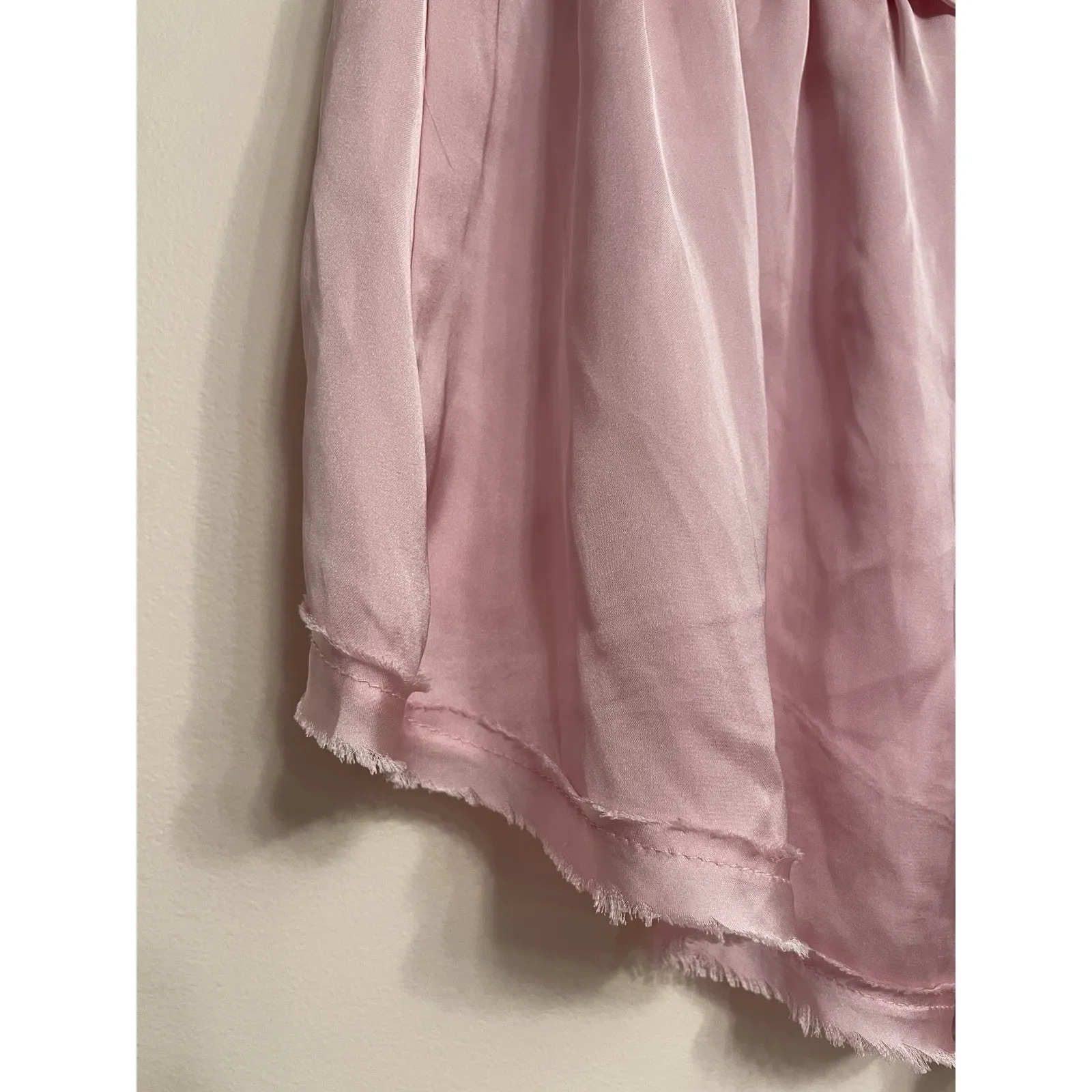 Intimately Free People Pajama Short Women Large Satin Pink Rose Embroider Lounge - Image 4