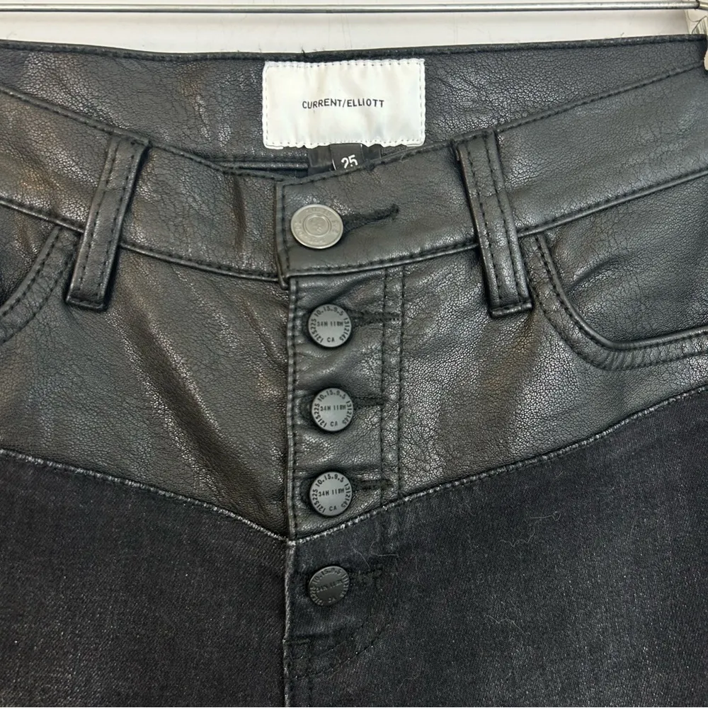 NWT Current/Elliot Fused High Waist Rocco Stiletto Black Faux Leather Jeans 25 - Image 7
