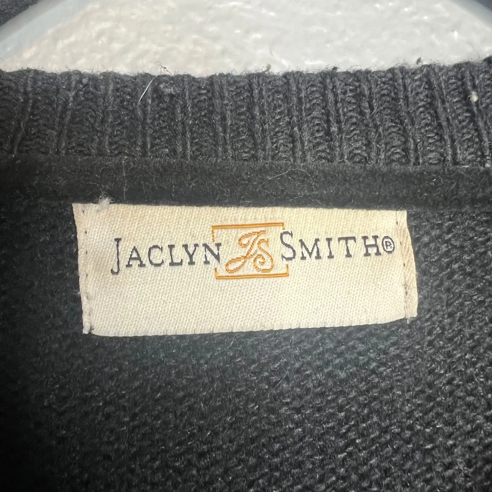 Jaclyn Smith Vintage Sweater Cardigan Black Embellished Beaded Floral Button‎ - Image 2